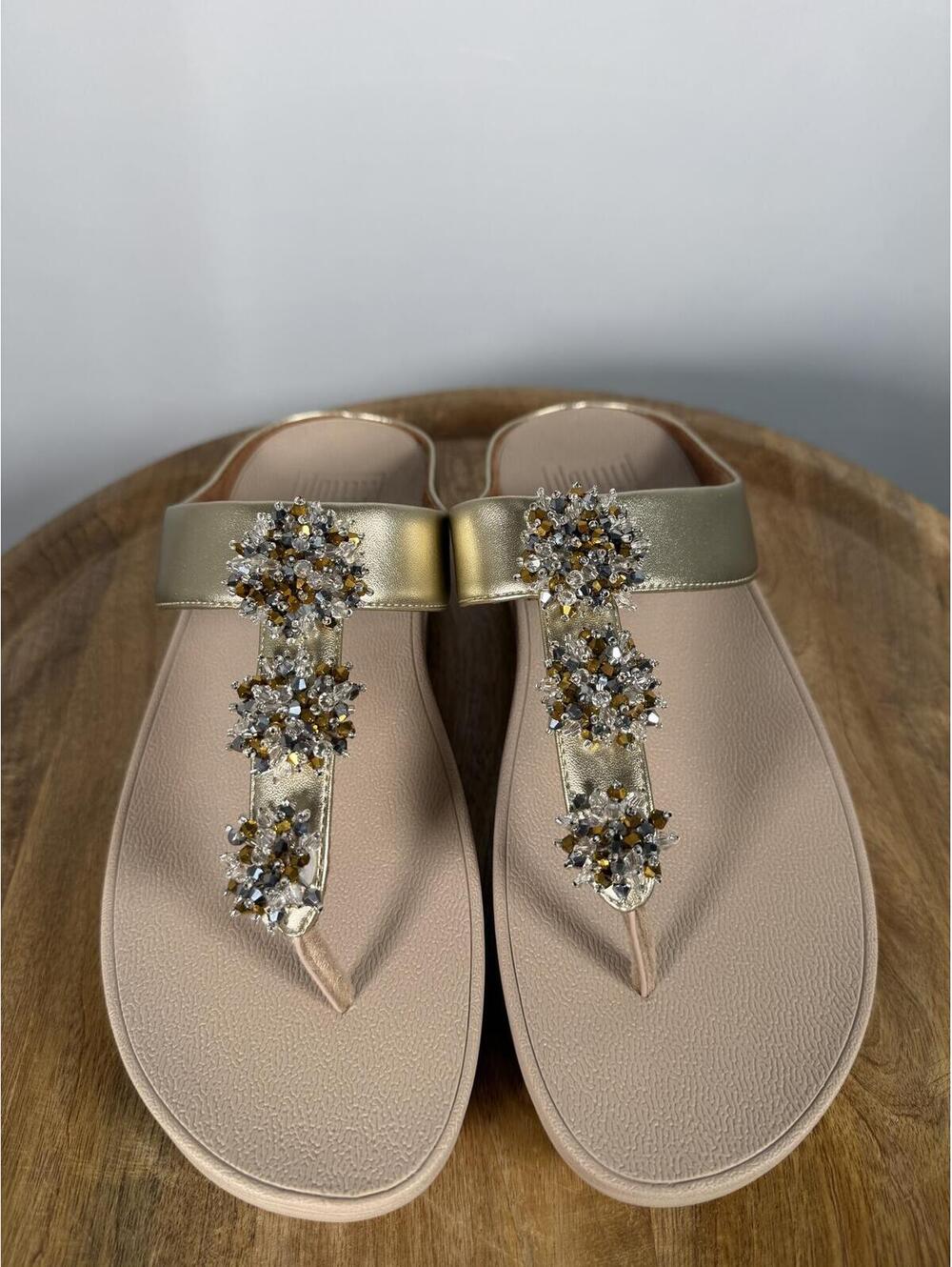 FitFlop Galaxy Toe Wedge Flip Flop Women’s US 9 Platino Sandals NWB - Picture 2 of 12